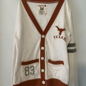 Texas Longhorns Women's Cardigan Sweater - White and Brown size M